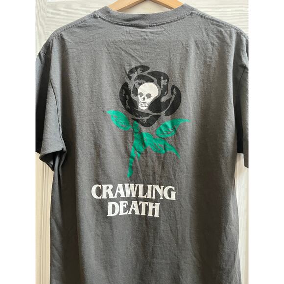 Crawling Death Men’s Gray Skull Graphic Tee Shirt Medium Skater Streetwear Emo - Picture 4 of 11